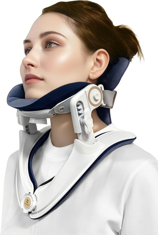 Neck Traction Device, Lightweight Neck Stretcher for Neck Support, Home Use Cervical Traction Device with Dual Adjustment for Custom Fit, Pain & Tension Relief