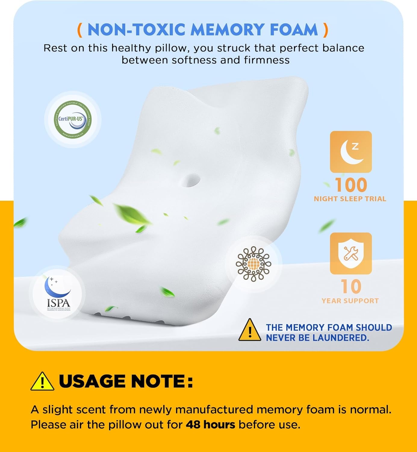 Cervical Pillow for Neck Pain Relief, Hollow Design Odorless Memory Foam Pillows with Cooling Case, Adjustable Orthopedic Bed Pillow for Sleeping, Support for Side Back Sleepers