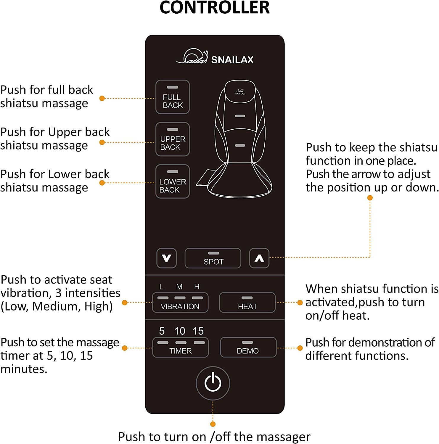 Shiatsu Massage Cushion with Heat Massage Chair Pad Kneading Back Massager for Home Office Seat Use