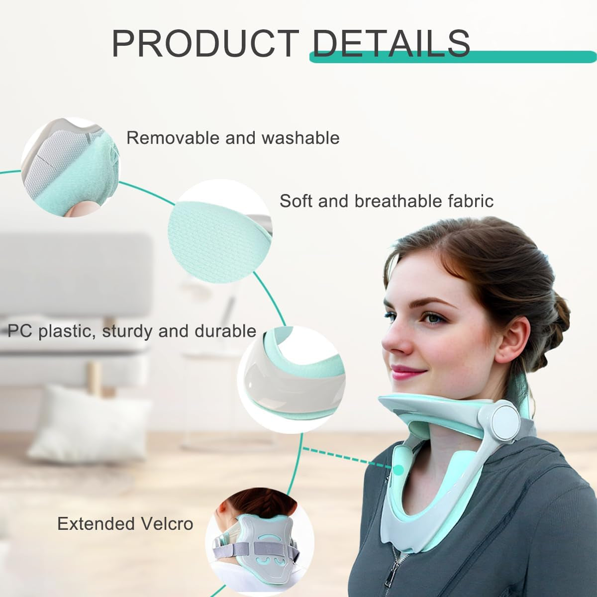 360°Adjustable Neck Brace for Neck Pain and Support, Cervical Neck Traction Device for Home Use, Neck Stretcher Neck Decompression Devices for Forward Head Posture Correction, Green